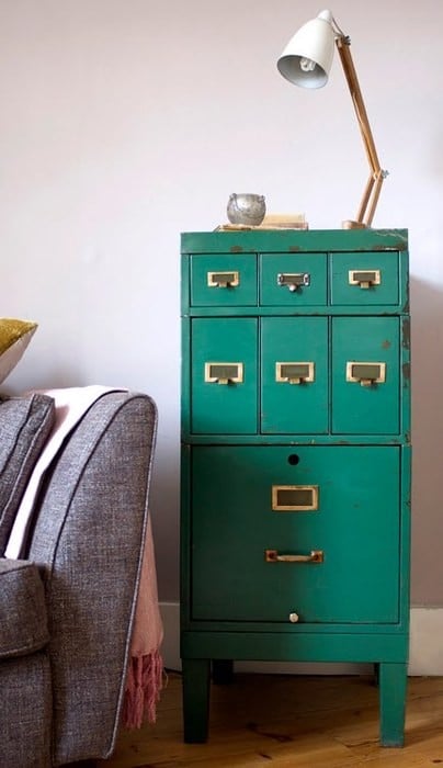 vintage filing cabinet {Pantone Color of the Year: Emerald}