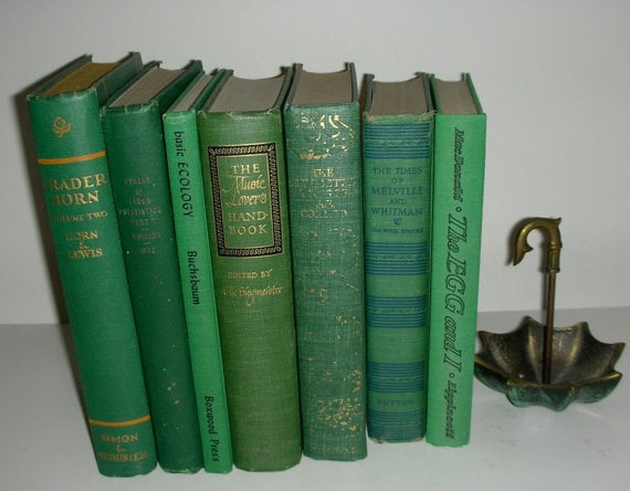 vintage books {Pantone Color of the Year: Emerald}