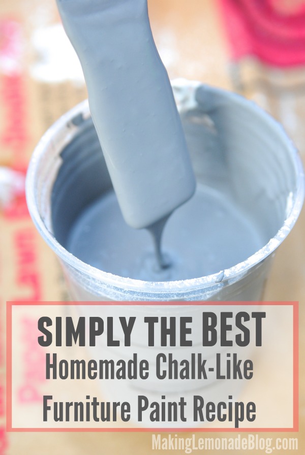 If you've been searching for a great chalk paint recipe, LOOK NO FURTHER! This 3-ingredient recipe works wonders as a no-prep furniture paint so you can make old furniture look amazing again-- in YOUR style and favorite colors!