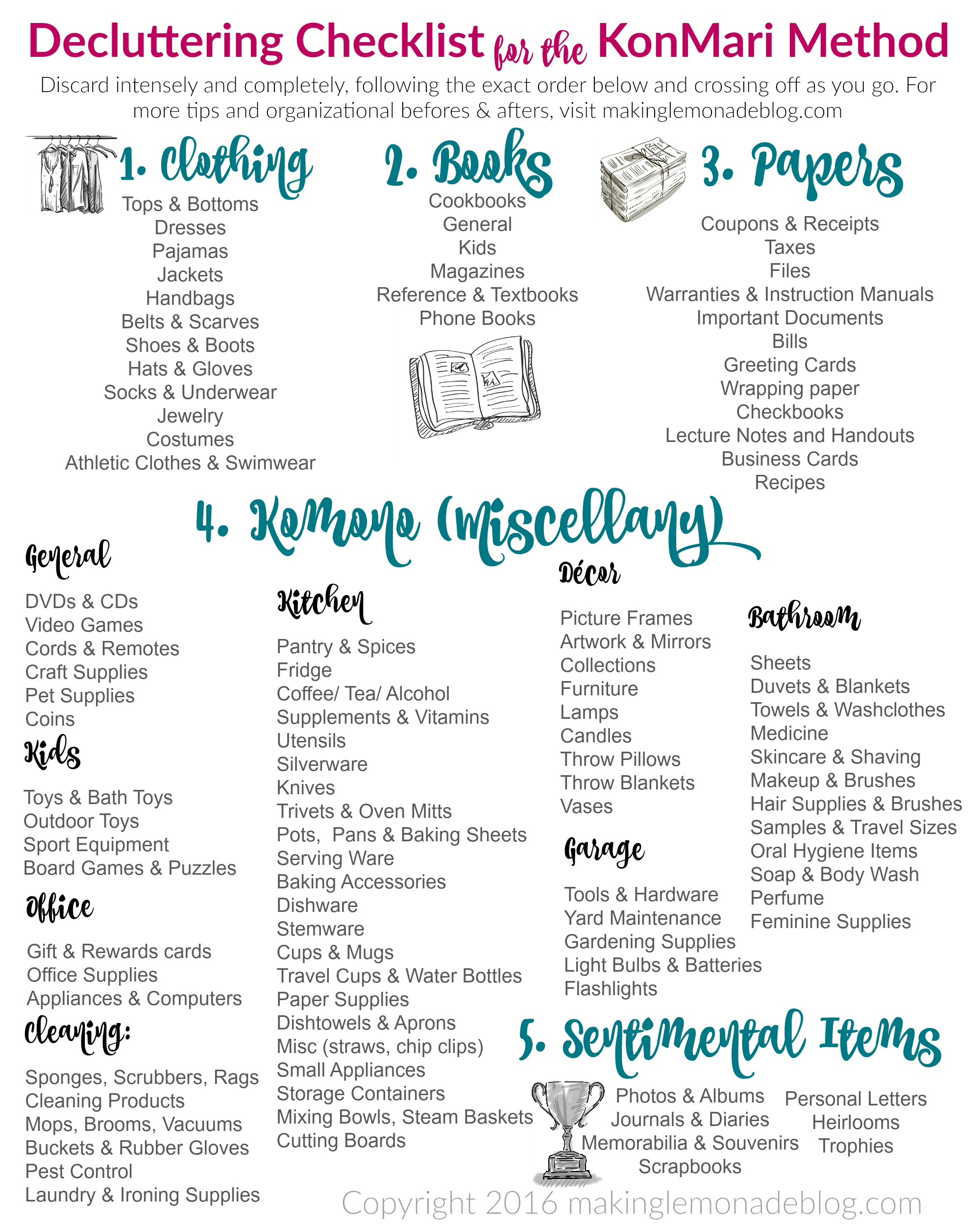 The Ultimate FREE Printable Decluttering Checklist for KonMari Success