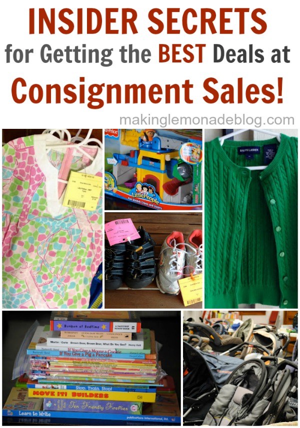 How to get the BEST deals at consignment sales! Get the insider tips at www.makinglemonadeblog.com #kids #budget