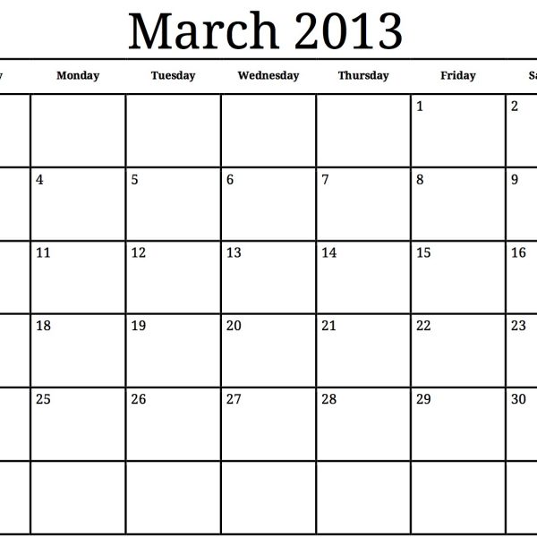 free printable March calendar