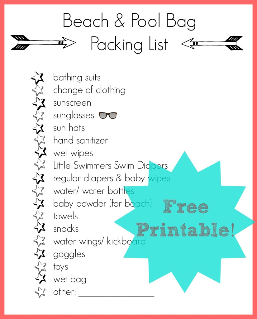 beach & pool bag packing list {Free Printable}