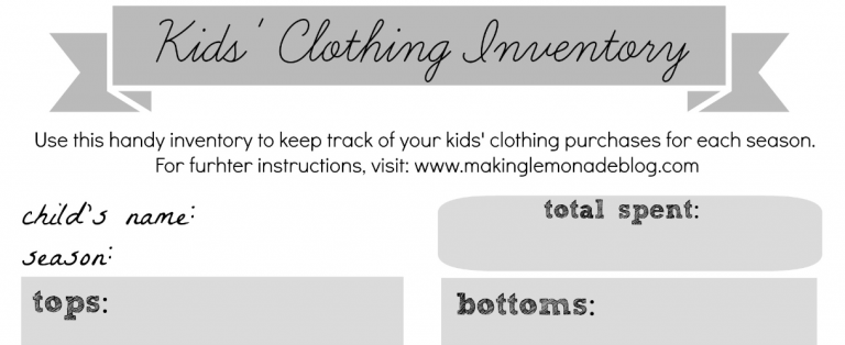 Free Printable: Kids’ Clothing Inventory