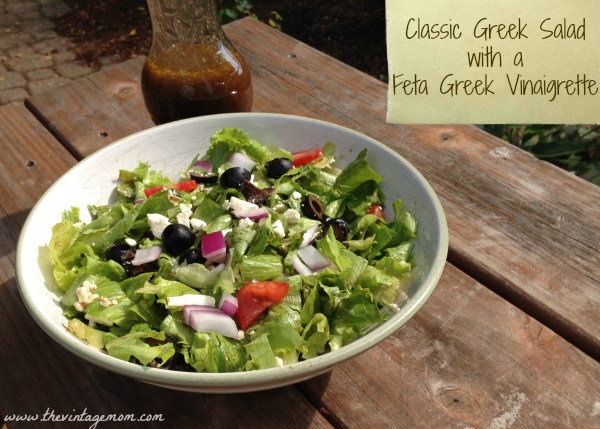 Classic Greek Salad with Feta Greek Vinaigrette {Summer Salad Series}