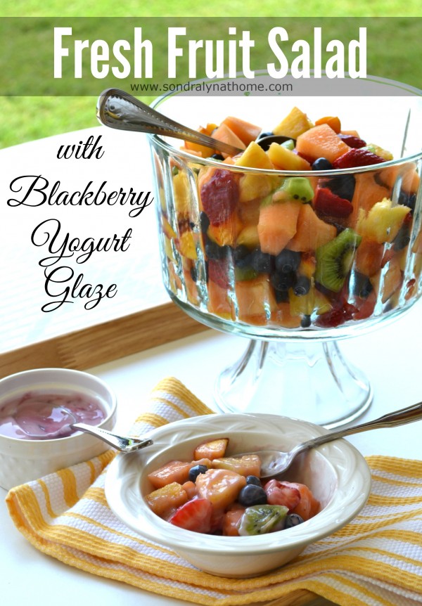 Fresh Fruit Salad with Blackberry Yogurt Glaze (Summer Salad Series)