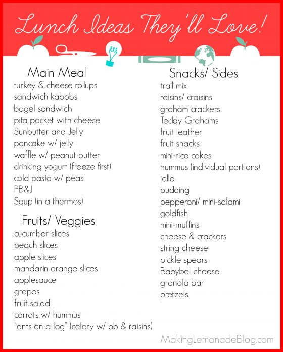 Free Printable: Kids Lunch Ideas They'll Love! {Back to School ...