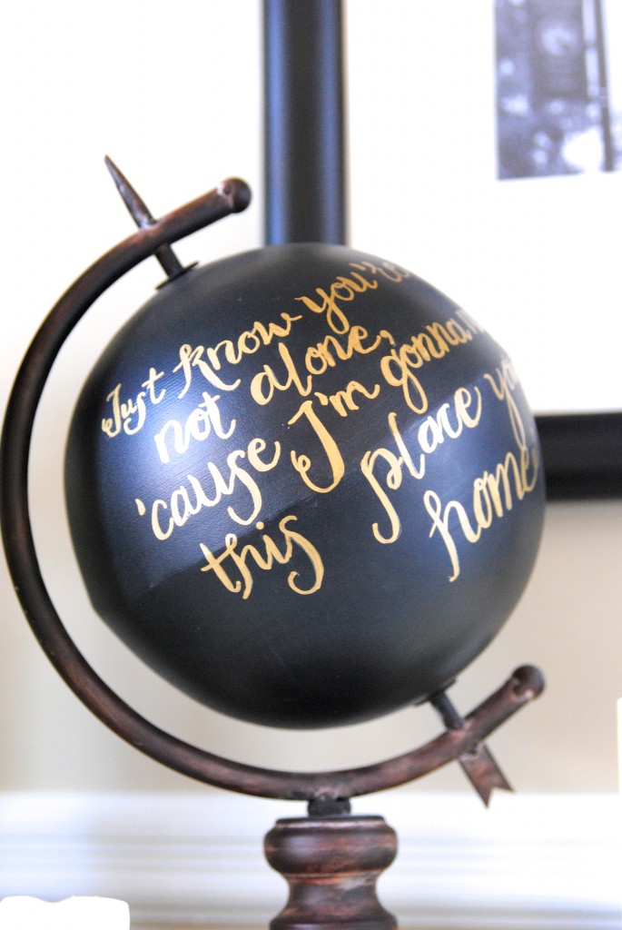 Love this Anthropologie painted globe knockoff-- personalize it with favorite quotes or constellations! So pretty!