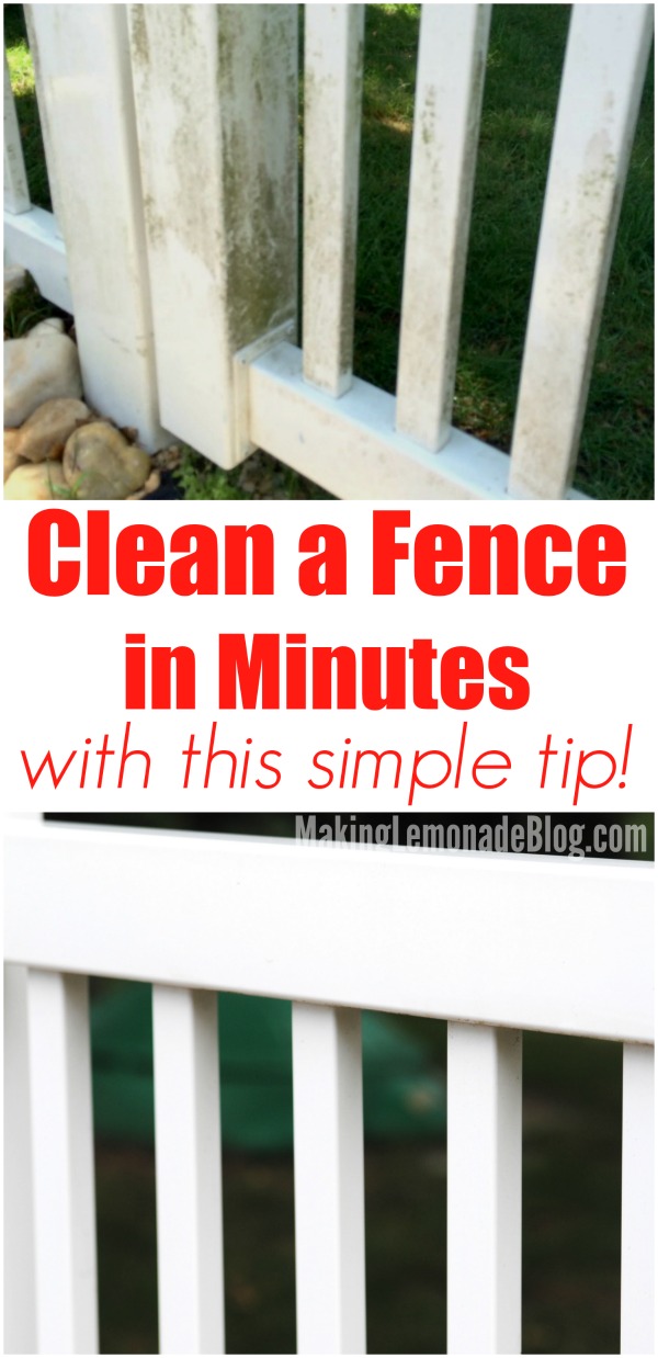 The BEST tip for quickly and safely cleaning vinyl fences (and plastic furniture), no elbow grease required! Who knew it was this easy?!