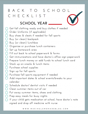 Free Printable Back-to-School Checklist - Making Lemonade