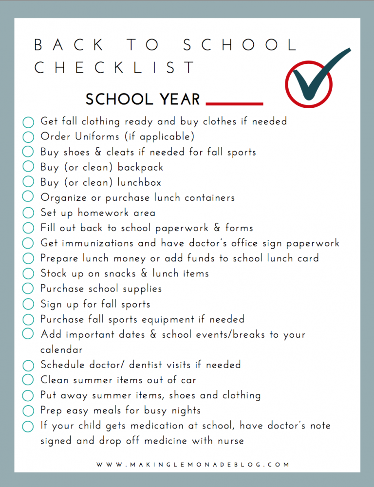 Free Printable Back-to-School Checklist