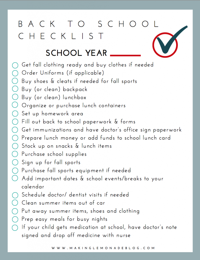 Handle back-to-school with no stress thanks to this handy back-to-school free printable checklist for moms and parents!