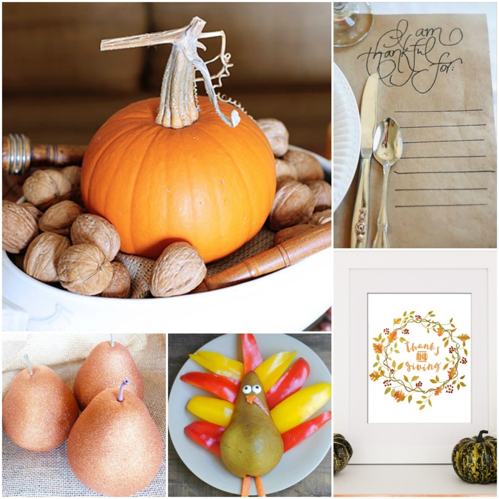 collage of 5 easy Thanksgiving decor ideas