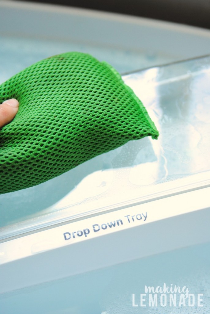 cleaning hacks for wiping down the fridge shelves  