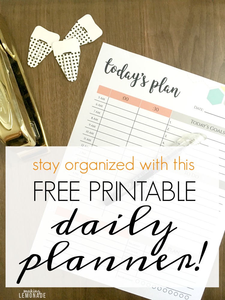 printable planner on wooden counter