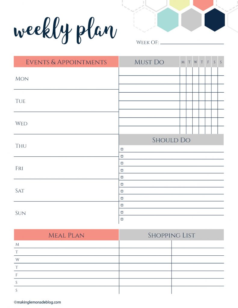 Free Printable Weekly Planner (YOU ASKED, I LISTENED) | Making Lemonade