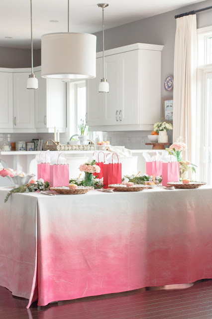 pink ombre tablecloth