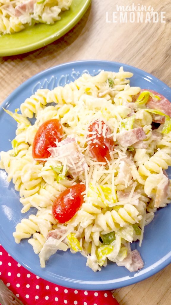 delicious BLT pasta salad recipe, perfect for summer parties and cookouts!