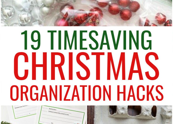 collage of christmas organization and storage ideas