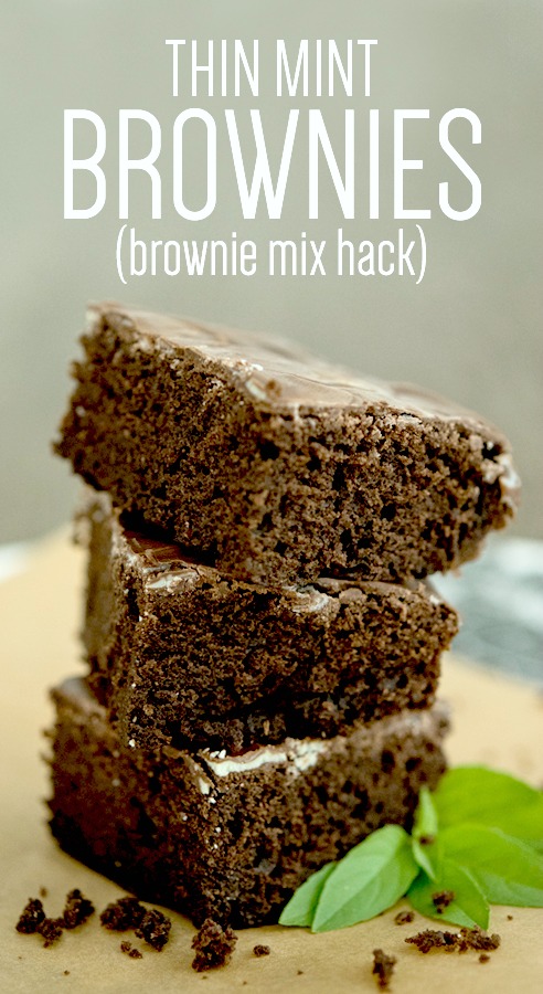 This super easy 'minty thin' brownie mix hack is a HUGE crowd pleaser! Make these when time is short but you want to impress everyone at your next party or get-together. {Andes Thin Mint Brownie Mix Hack]