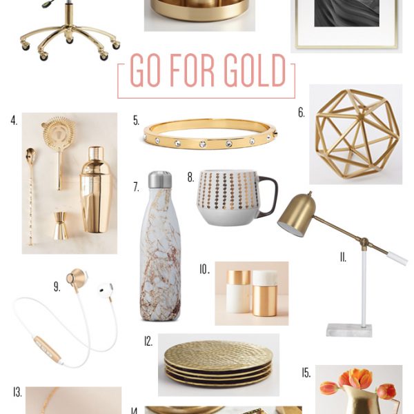 Check out this gorgeous gold themed roundup of jewelry, decorations and other trendy finds to make your home decor and core wardrobe shine!