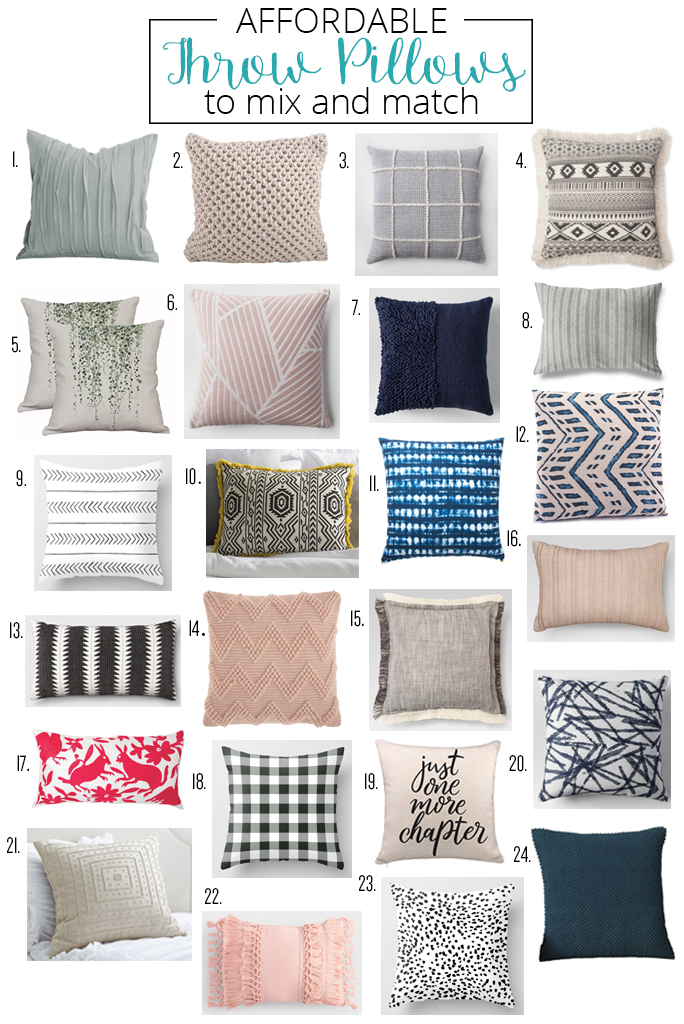 Affordable throw pillows to mix and match