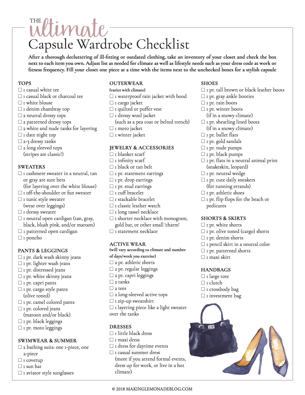 Free Printable Capsule Wardrobe Checklist