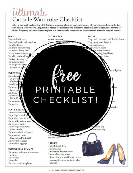 Free Printable Capsule Wardrobe Checklist - Making Lemonade