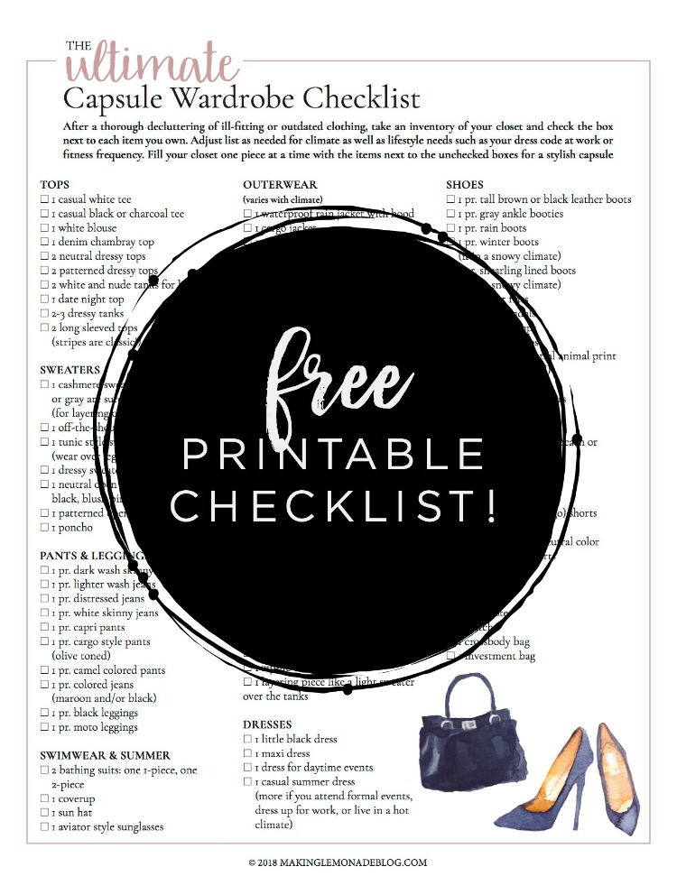 Free Printable Capsule Wardrobe Checklist Making Lemonade