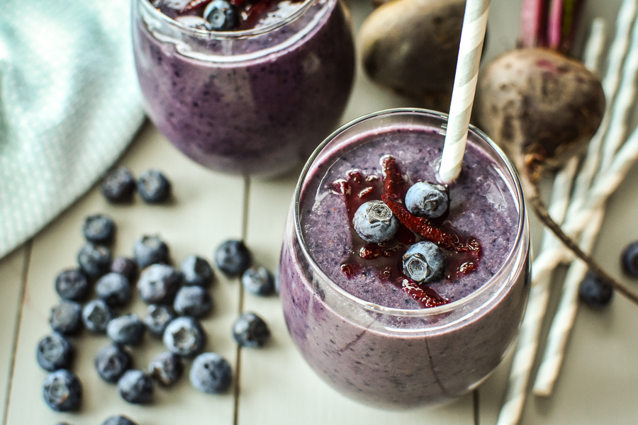 Beet and Blueberry Smoothie from The Foodie and The Fix