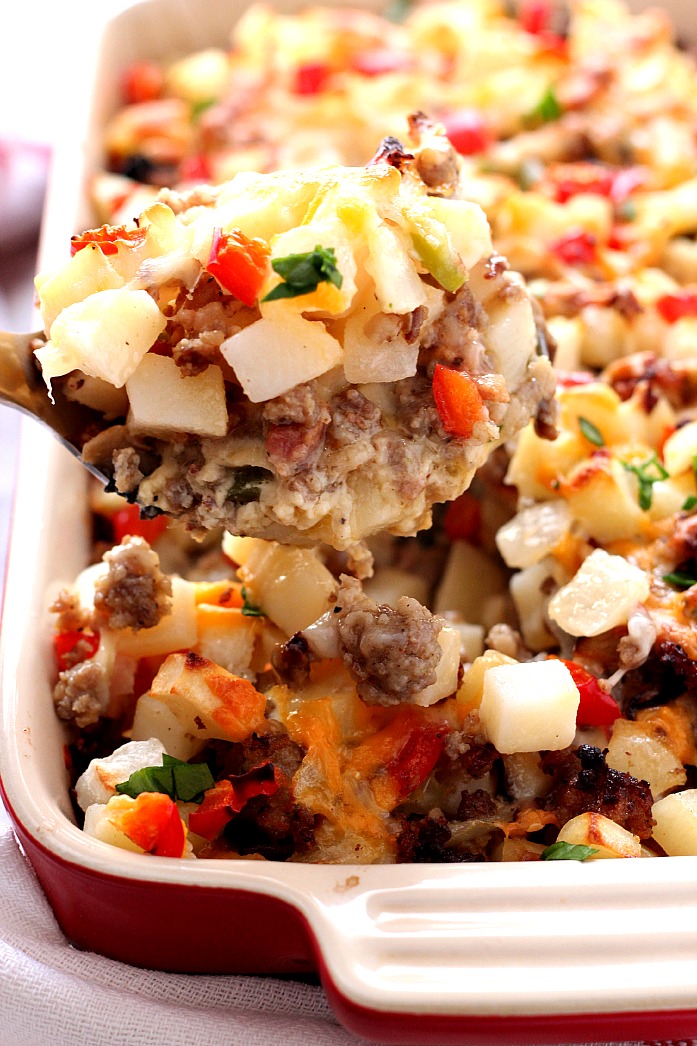 Yummy make ahead perfect overnight breakfast casserole for Christmas morning