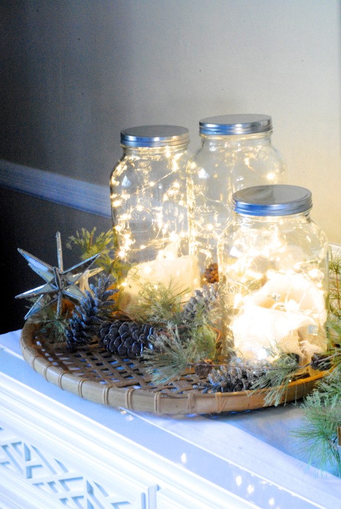 fairy lights in mason jars