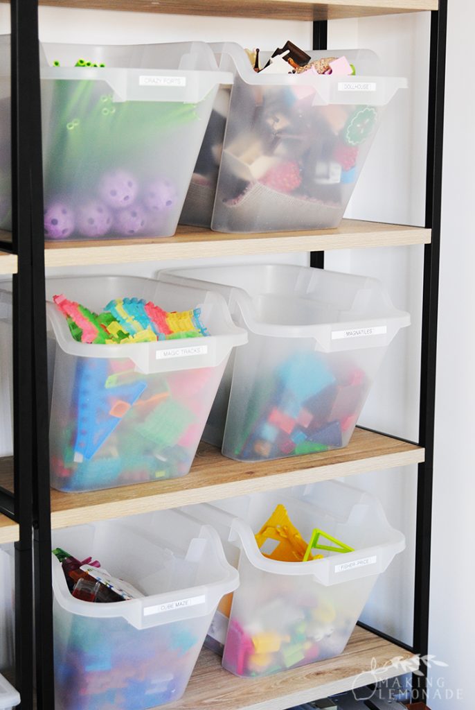 playroom and toy storage bins