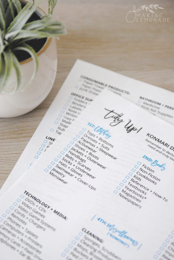 Free Printable KonMari Decluttering Checklist