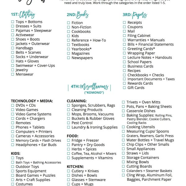 The Ultimate FREE Printable Decluttering Checklist For KonMari Success Making Lemonade