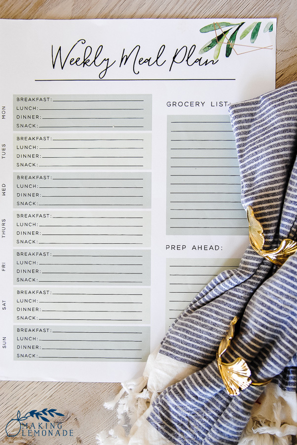 free printable meal planner