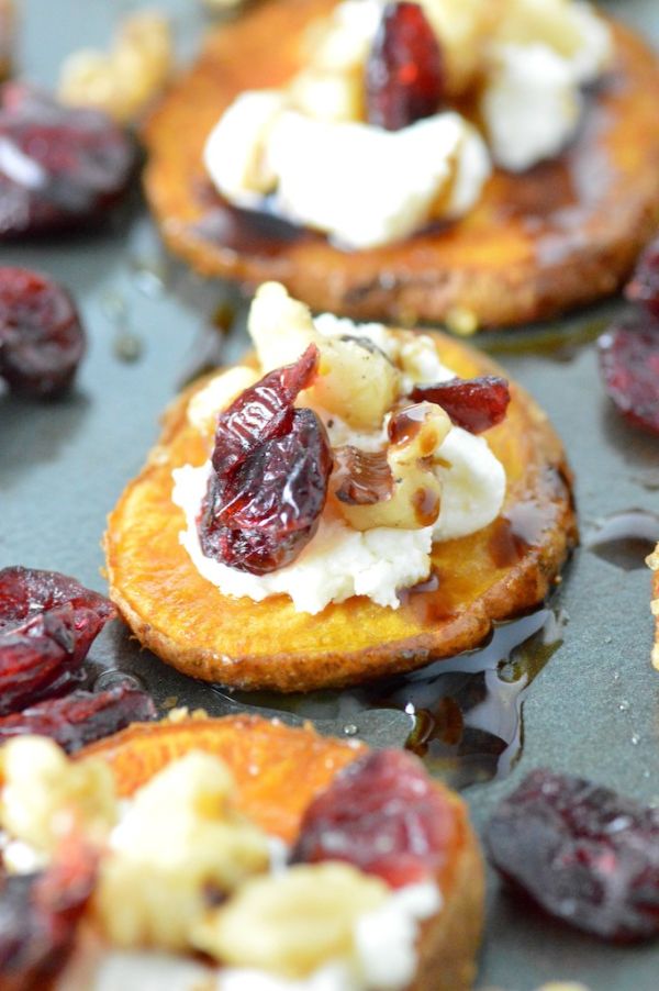 sweet potato rounds with goat cheese