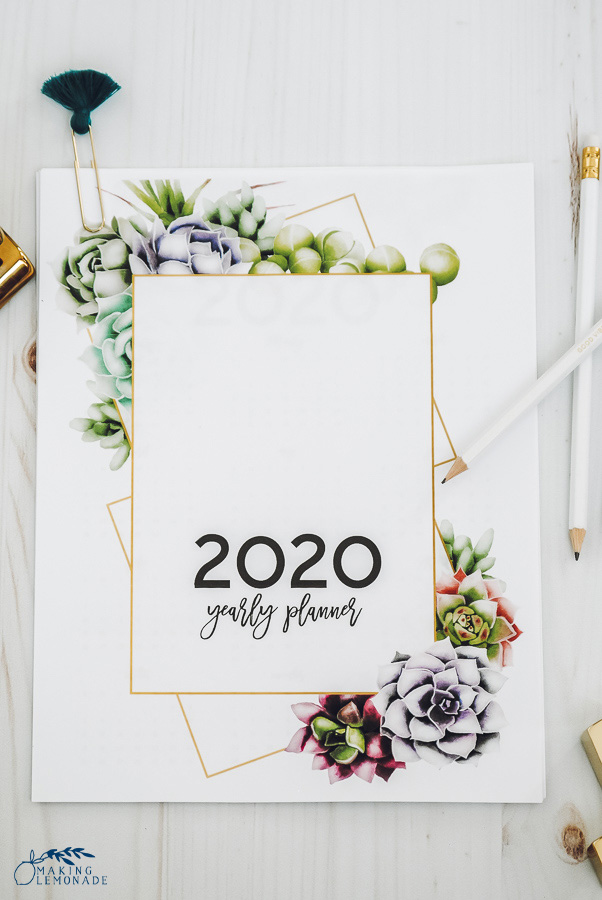  2020 planner on a white counter