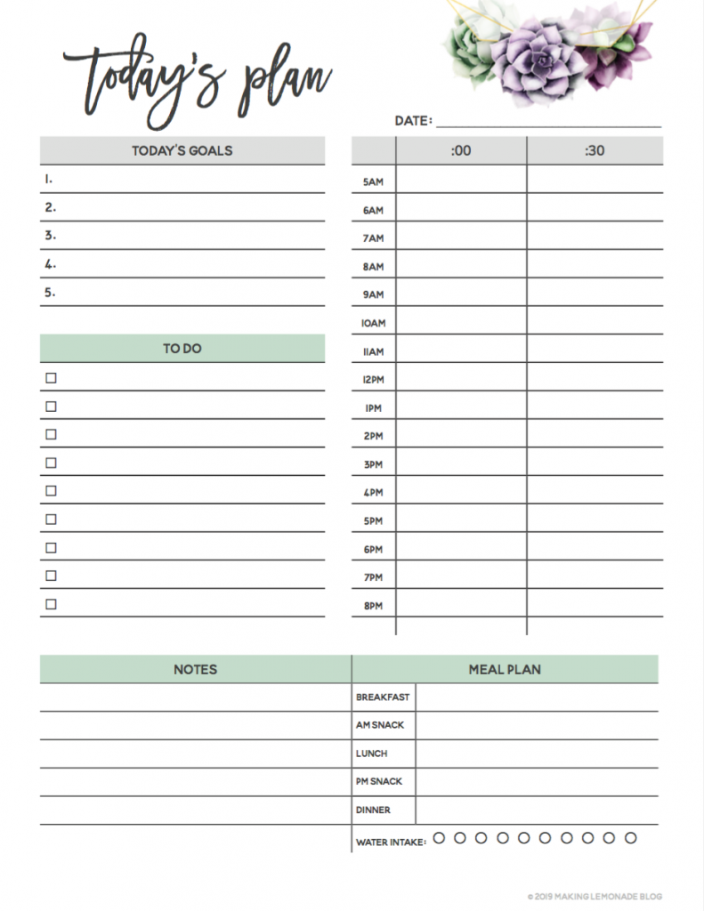 2020 Daily Planning Sheet