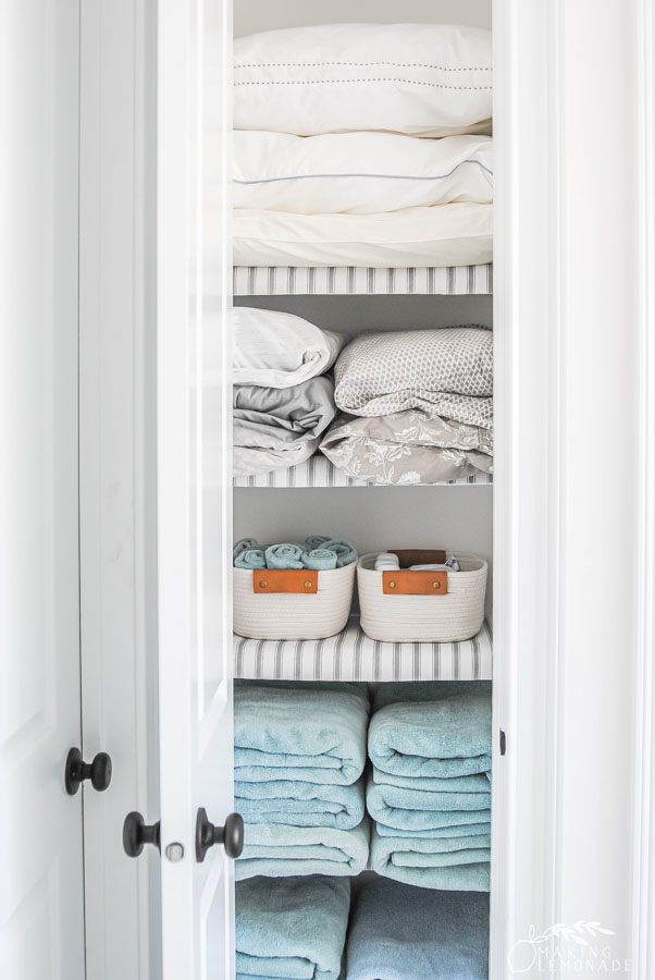 organized linen closet