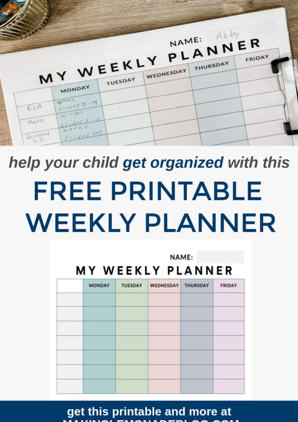Free Printable Weekly Student Planner