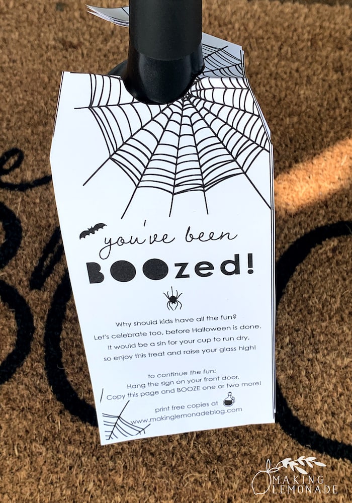 you've been boozed tag on wine bottle
