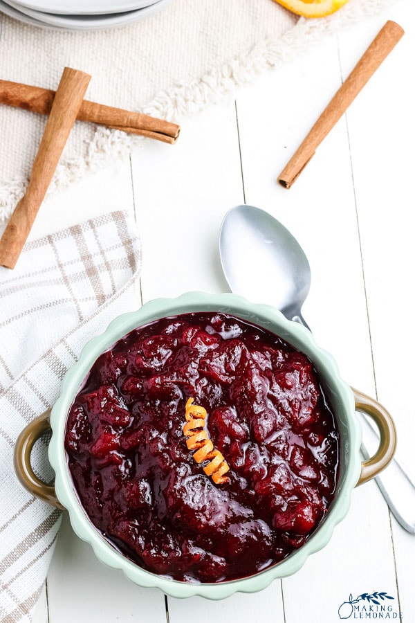 homemade cranberry sauce in bowl