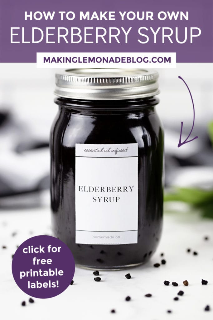 jar of homemade elderberry syrup