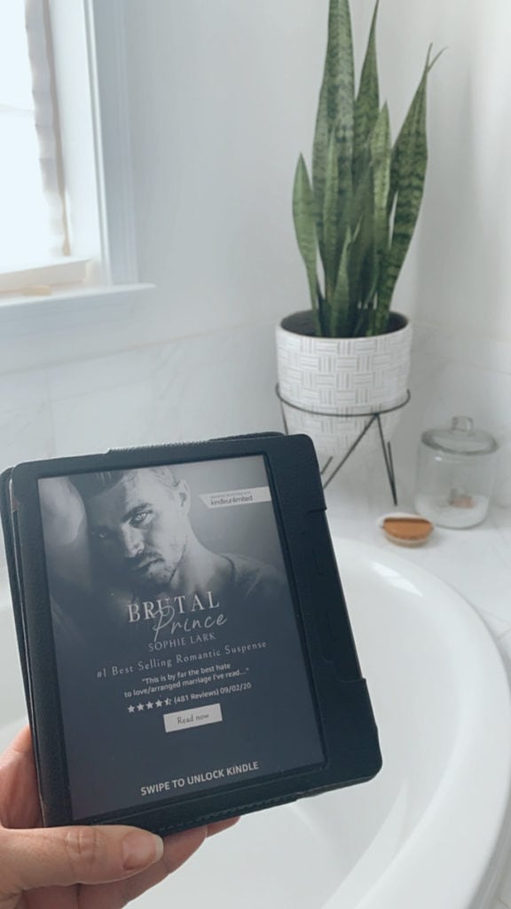 kindle paperwhite with bathtub in the background