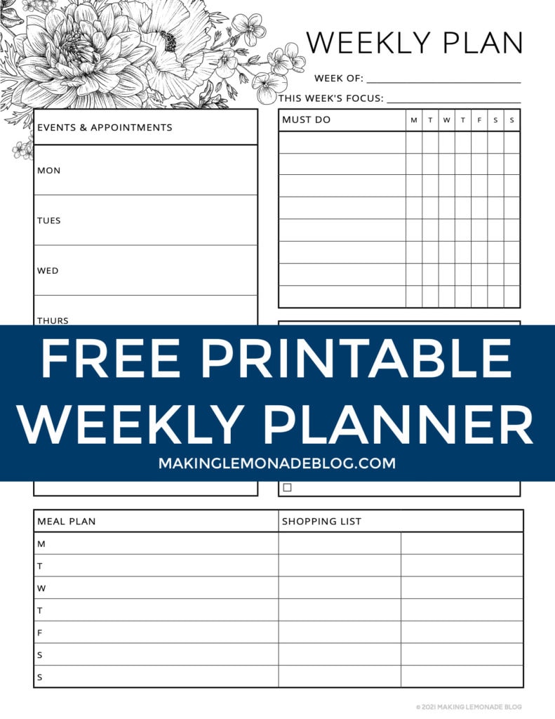 free printable 2021 planner making lemonade