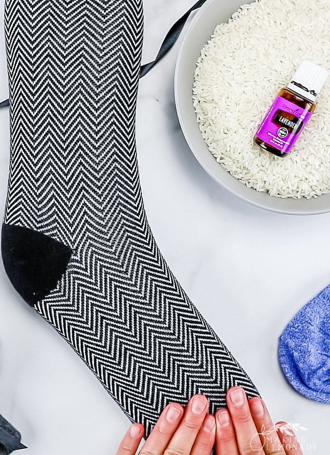 DIY rice socks with essential oil