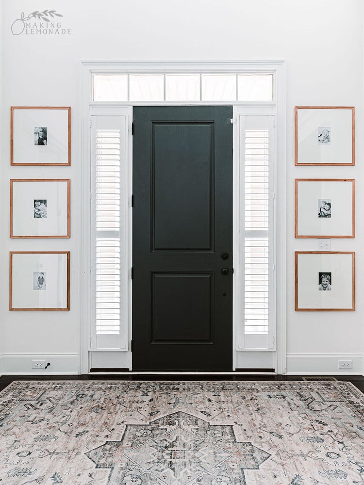 large gallery frames in entryway