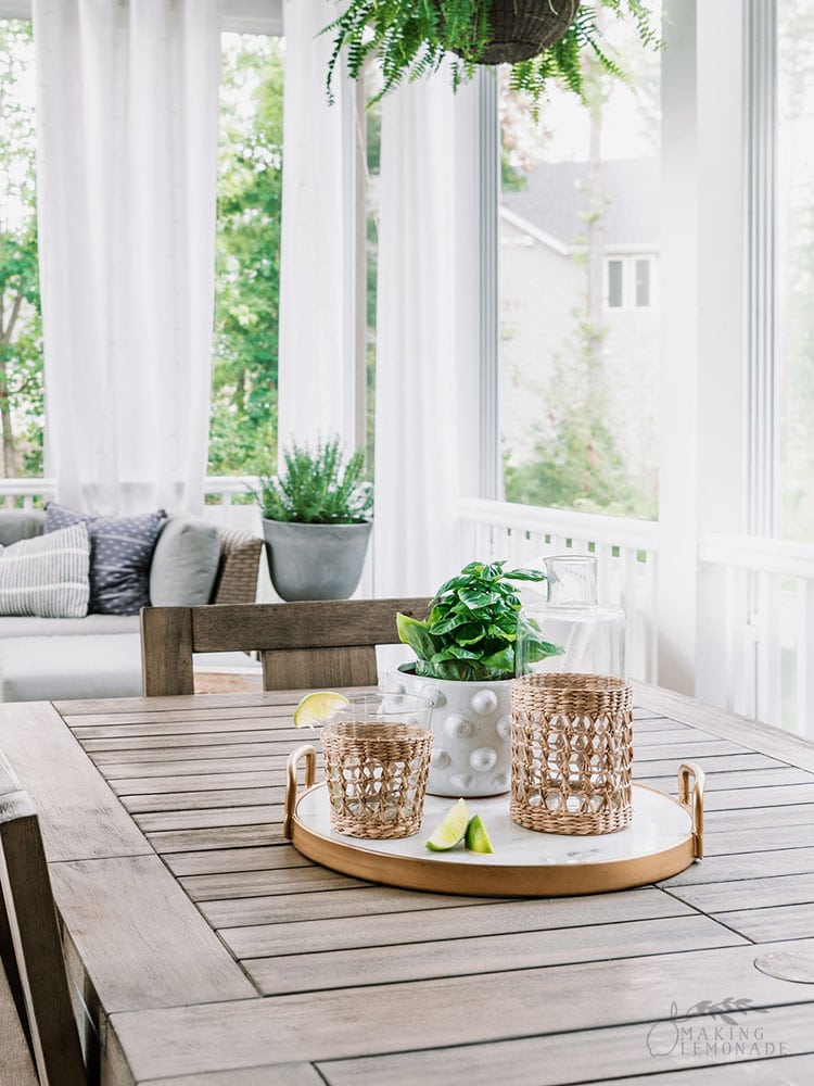 outdoor table with plants