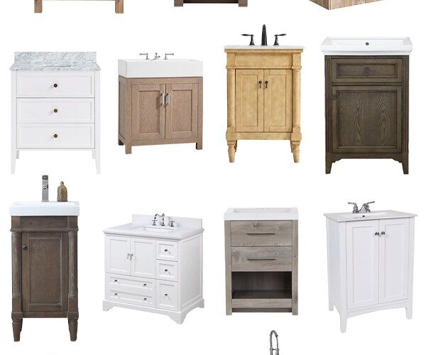 collage with small bathroom vanities